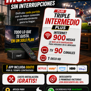 $106mil  Internet + TV + Telefonia  900/500 Mg